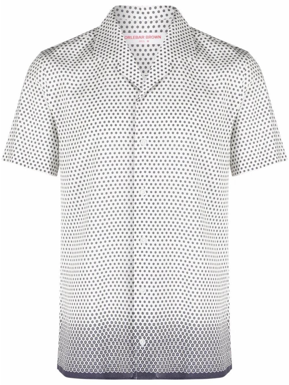 Orlebar Brown Floral Print Short Sleeve Shirt in Navy/White Size XL